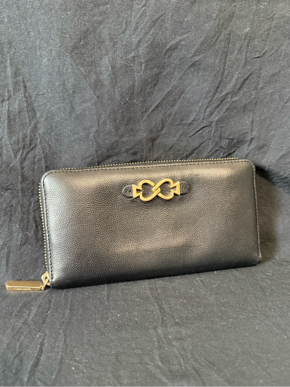 Kate Spade Toujours Zip Around Continental Wallet in Black Pebbled Leather - Picture 1 of 9